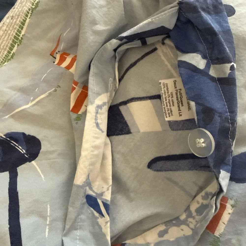 Pottery Barn Kids Preppy Planes Full/Queen Duvet Cover RARE 2016 Release EUC